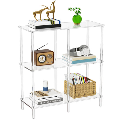 solaround 3-Tier Clear Acrylic Bookshelf, Console Table, 75 x 30 x 80 cm