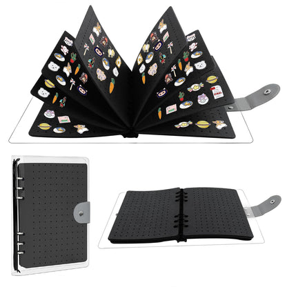 8 Pages Pin Badge Display Book, Enamel Pin Display Pages Holds Up to 350 Pins, Waterproof Brooch Collection Storage Page-Flip Pin Display Holder