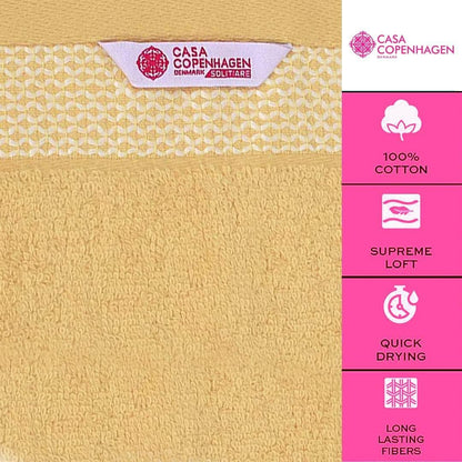 CASA COPENHAGEN Solitaire 6 Piece Towel Set - Beige, 600gsm, 2 Bath Towels, 2 Hand Towels, 2 Washcloths Made of Soft Egyptian Cotton for Bathroom