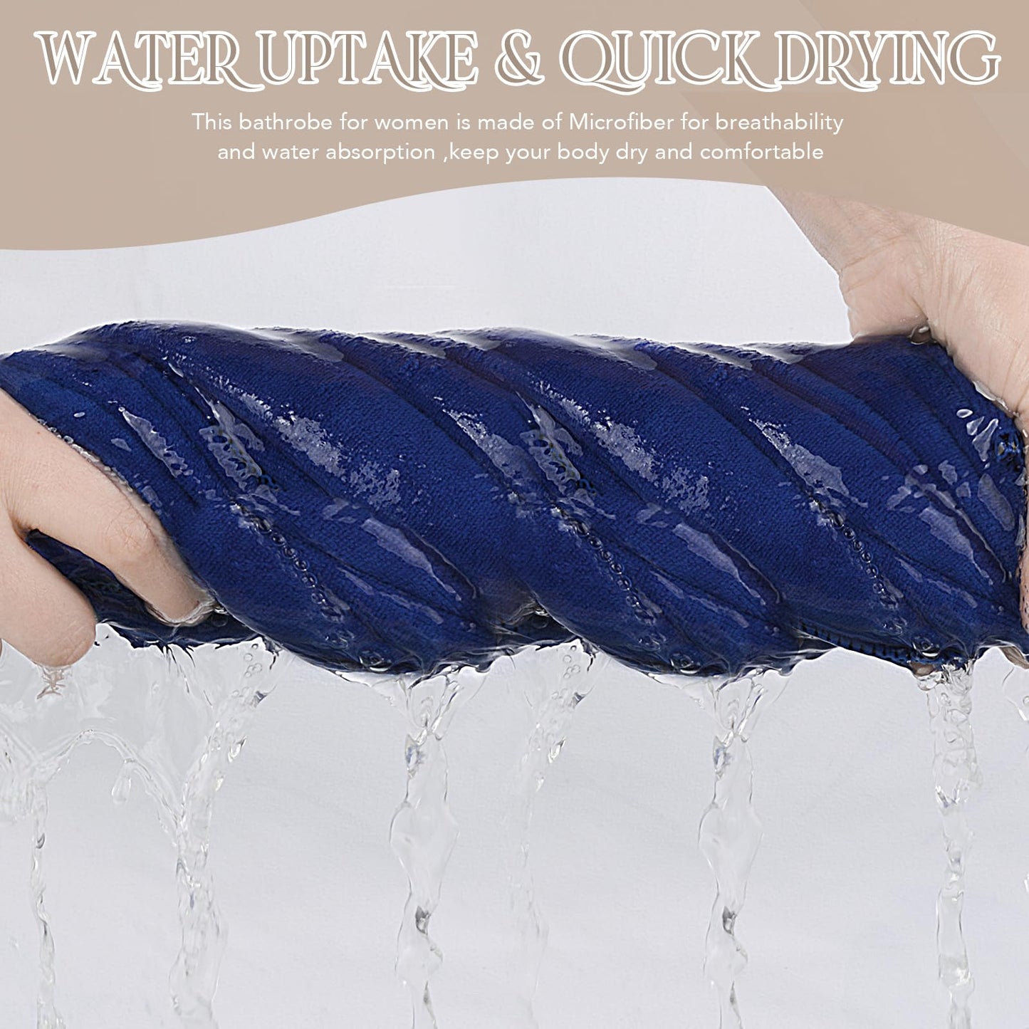 SINLAND Womens Microfiber Spa Wrap Towel Bath Towel with Snap Closure (27Inchx53Inch, Navy Blue)
