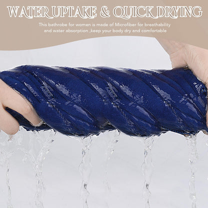 SINLAND Womens Microfiber Spa Wrap Towel Bath Towel with Snap Closure (27Inchx53Inch, Navy Blue)