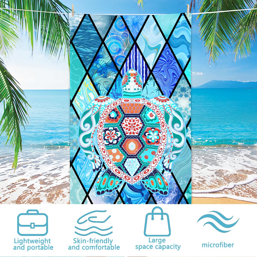 ZPSOSPZ Turtle Travel Towel 160x80cm -Quick Dry Towel with Storage Bag