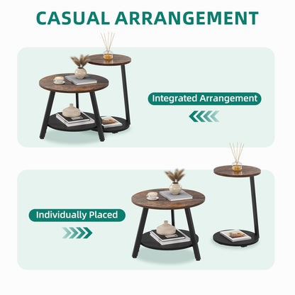 YITAHOME Round Coffee Tables, Set of 2 Nesting Tables with Storage Space and Unified Style Design, Small Coffee Tables for Living Room