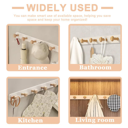 QMAHA Coat Rack Wall Mounted, Wooden Coat Rack Wood Wall Hooks Coat Hook for Wall, Wooden Coat Hooks Wall Mounted (All Fixings Included)