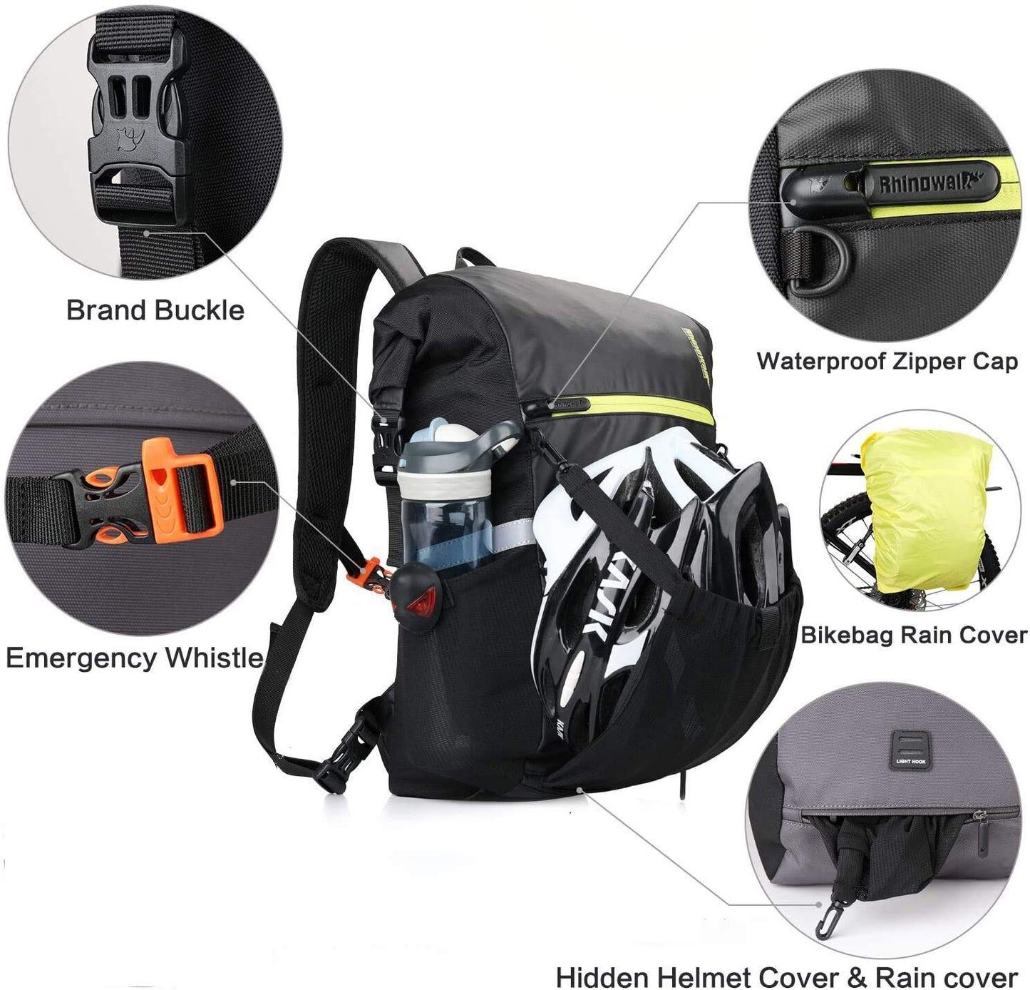 Rhinowalk Bike Bag Waterproof Pannier Backpack Convertible - 2 in 1 Bicycle Saddle Bag Shoulder Bag Laptop Pannier Professional Cycling