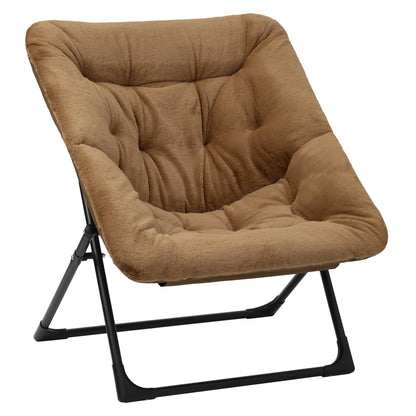 Mordchil EU Folding Saucer Chair, Comfy Faux-Fur Reading Chair, Foldable Oversized Accent Chairs for Teens, Adults