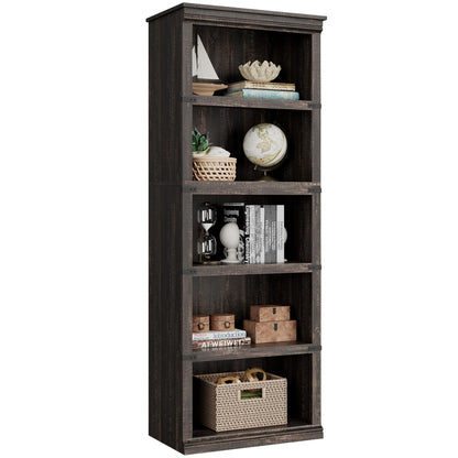 5 Tier Bookcase, Farmhouse Book Shelf with Storage Open Display Bookshelves, Book Case Wooden 5 Shelf Bookcase Home Decor Furniture for Home Office