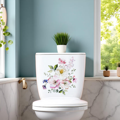 Toilet Lid Stickers, Bathroom Toilet Decals, Flower Butterfly Decals Self-Adhesive Sticker for Bathroom, Wall Decor Stickers Toilets, Décor