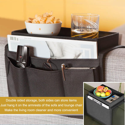JKYVAA Sofa Armchair Tray Organiser Waterproof Sofa Arm Chair Table Tray TV Remote Control Holder Non-Slip Armrest Couch Cup Holder Organizer with 4