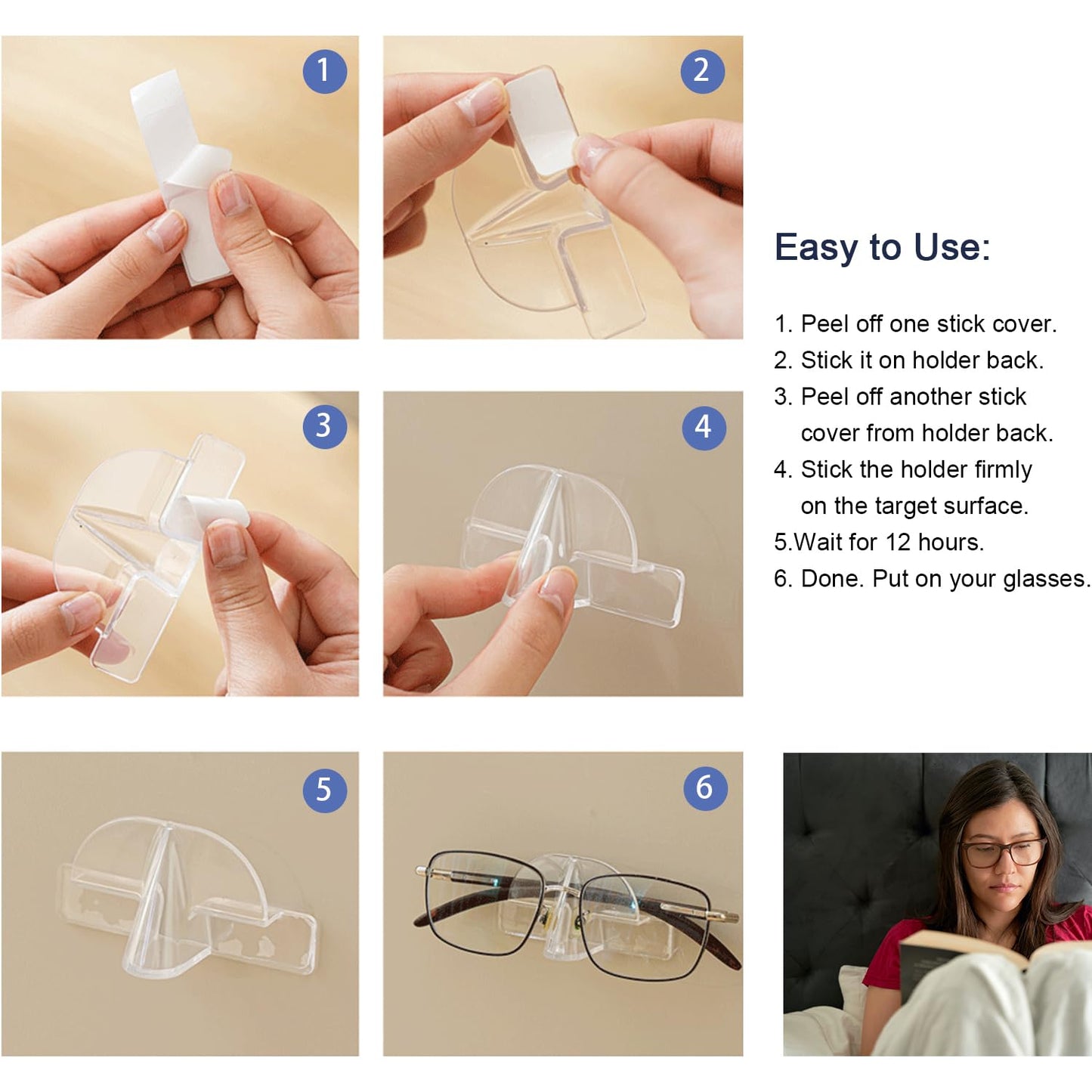 Goping Eyeglasses Organizer Wall Mounted Sunglass Holder for Home Glasses Storage Display Rack, Grandad Spectacles Glasses Support, Home Decoration
