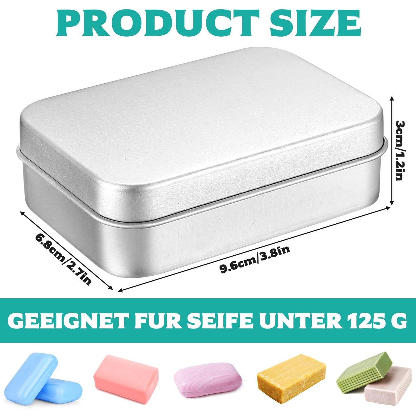Tenbrachian 2 Pcs Travel Soap Cases, 150 ML Aluminum Soap Box, Soap Travel Case, Metal Soap Box, Soap Container, Leakproof Soap Dish Holder