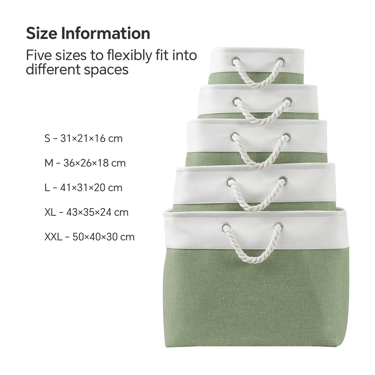 Mangata Set of 4 Soft Fabric Storage Baskets with Handles, Multi-Size, Rectangular Linen Organiser Boxes for Shelf & Wardrobe, 36x26x18 cm