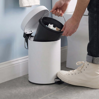 Beldray Soft Close Pedal Bin 3L, Round Bathroom Waste Bin, White