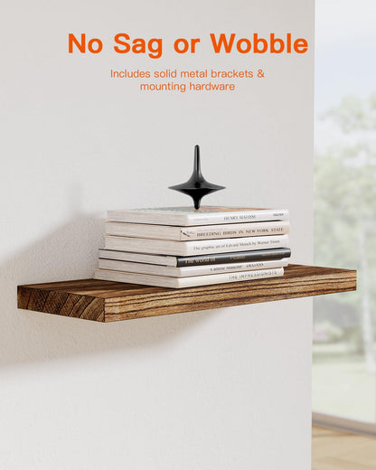 Pipishell Floating Shelves, 40cm Shelves for wall, Paulownia Wood Wall Shelves, Wooden Shelves Set of 4 for Bathroom, Bedroom, Office, Living Room,