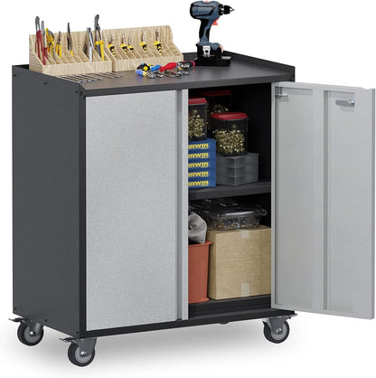 SUPEER Metal Storage Cabinet with 2 Doors and 1 Adjustable Shelves