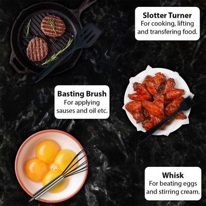 Nestblend Nonstick Kitchen Utensils Set - Silicone Kitchen Cookware Gadgets with Holder - Spoon Holder - Heat Resistant - Dishwasher Safe - BPA Free -