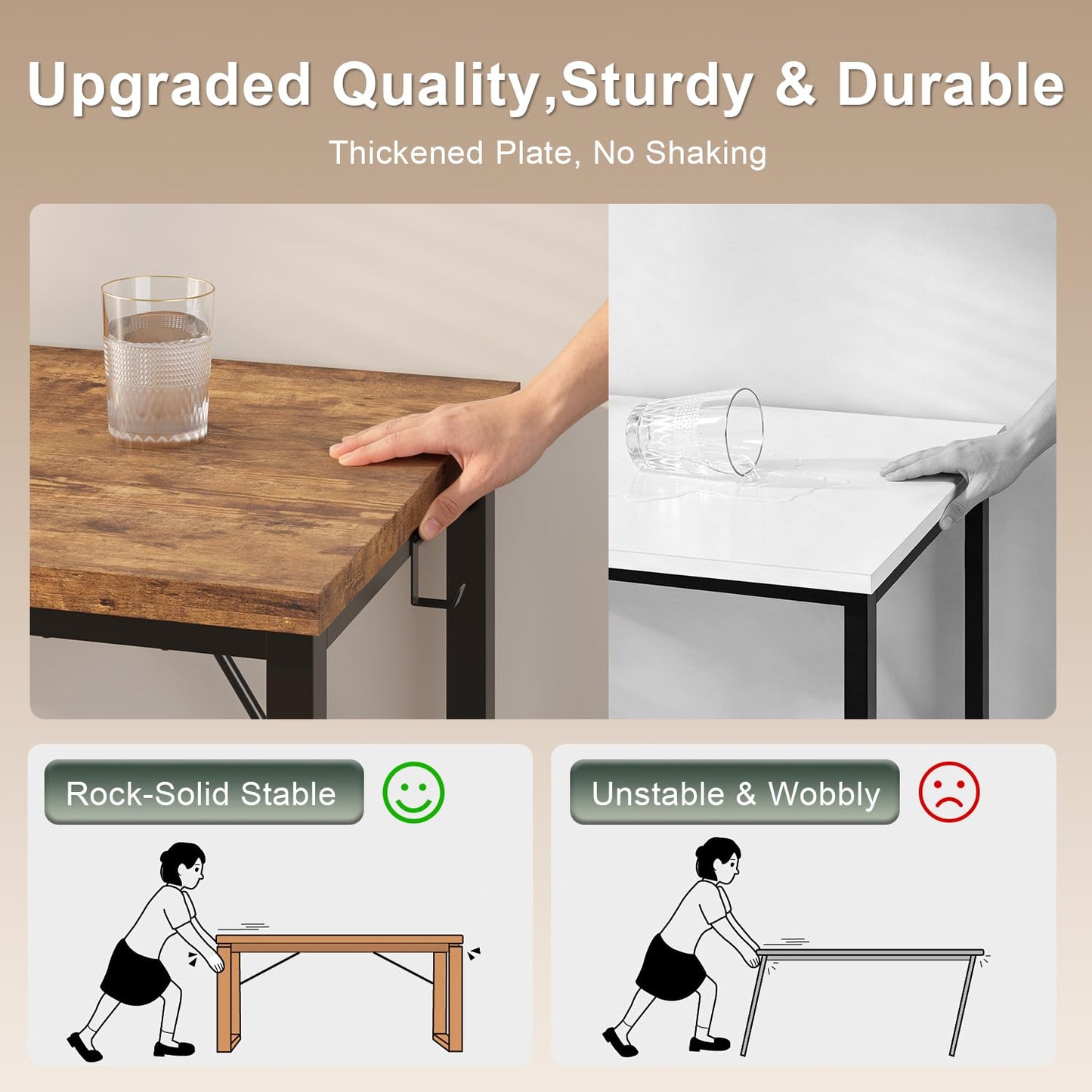 JUMMICO Computer Desk Table Workstation 80 x 50 x 75 cm for Office Living Room Bedroom Simple Assembly Industrial Design Black Desk Metal
