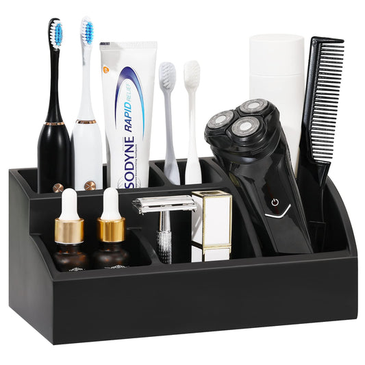 Luxspire Electric Toothbrush Holders, Bathroom Organizer Countertop Caddy 5 Slots Resin Large Toothbrush Holder Caddy Toothpaste Razor Marble