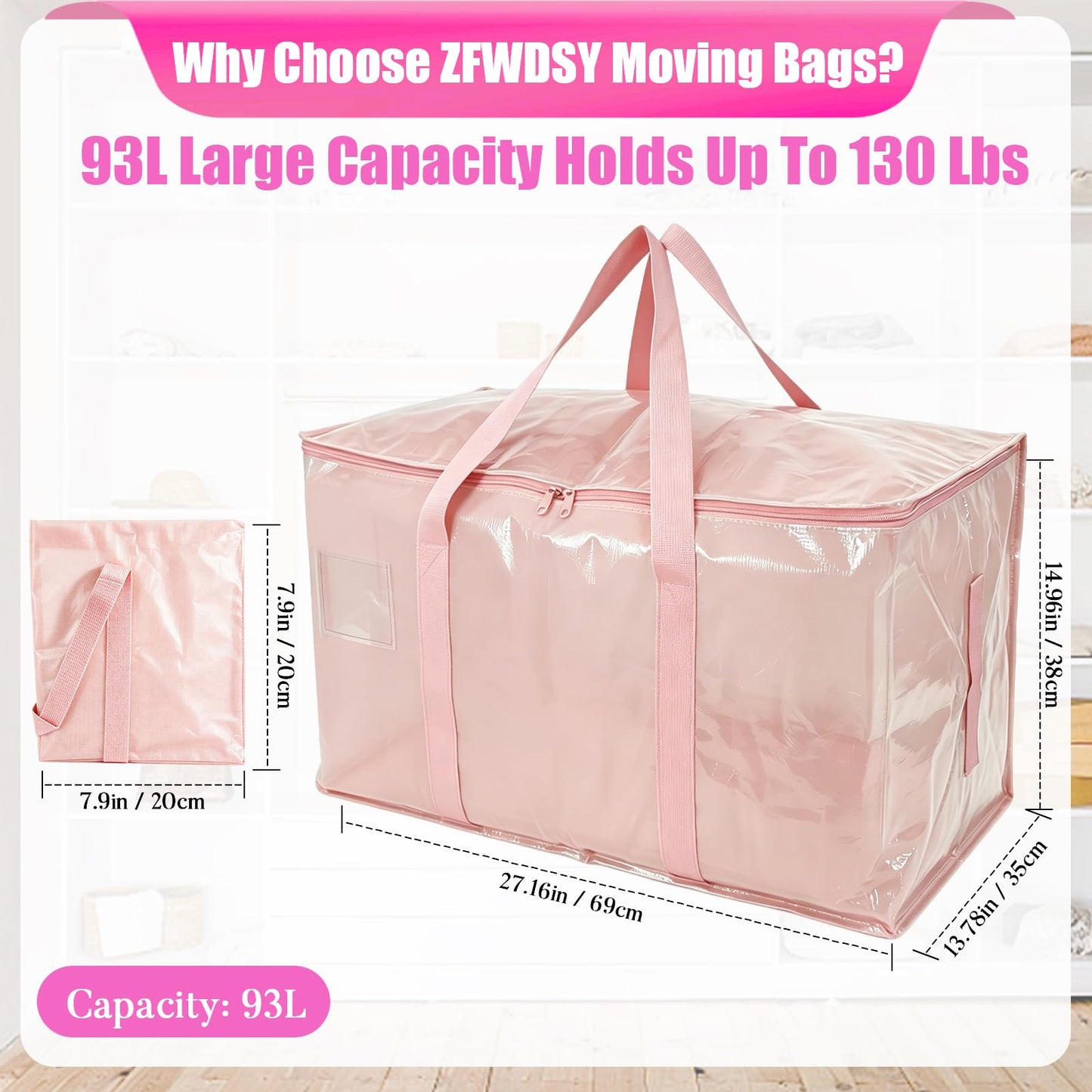 ZFWDSY Moving Bags 93 L,4-Pack Storage Bags Moving Boxes Alternatives