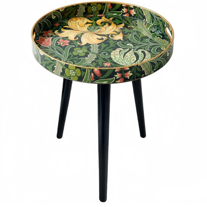 Simmer Stone Round Indoor Side Tables with Detachable Wooden 3 Legs, Versatile Tray Table, Perfect For Round Coffee Table Tea