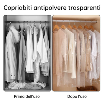 100PCS Disposable Clear Garment Cover Bags, 60 x 100 cm Plastic Dustproof Clothes Covers, Waterproof and Hanging