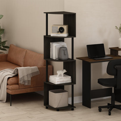 Furinno ECON Corner Shelf, 4-Tier Corner Book Shelf, Zigzag Storage Shelves, Display Rack, Bookshelf, for Organization and Storage, Living Room