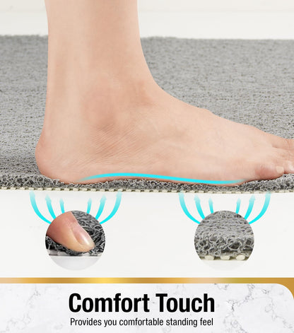 HITSLAM Bath Mat Non Slip Anti Mould, 88 x 40 cm Long Soft PVC Loofah Shower Mat for Inside Shower, Bathtub Mat without Suction Cups