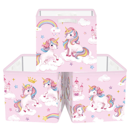 Clastyle 3 pcs Unicorn Cube Storage Boxes for Shelves Kallax Boxes