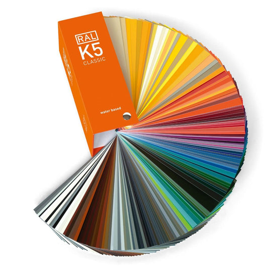 RAL K5 Colour Chart, 216 Full Page Colour Swatches, Semi-Matt, 8 Languages ? Water-Based
