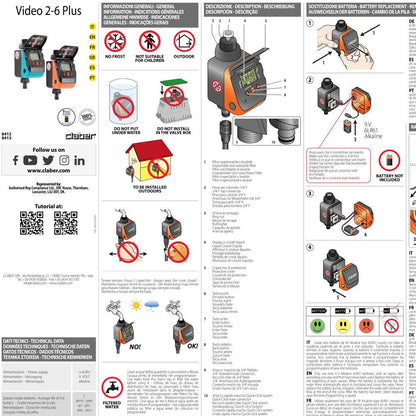 Claber Aquauno Video-2 Plus One-Way Tap Programmer