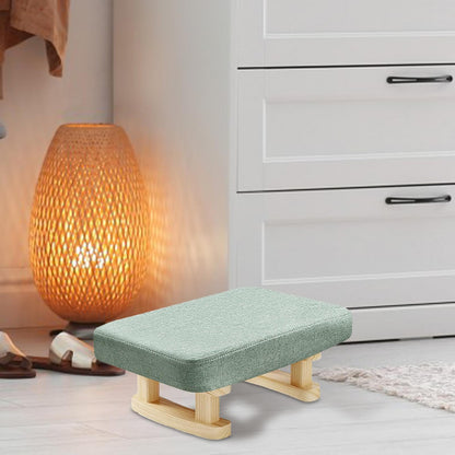 Folpus Padded Foot Stool Foot Rest with Wooden Legs Small Low Ottoman Rectangle Chair Step Stool for Bed