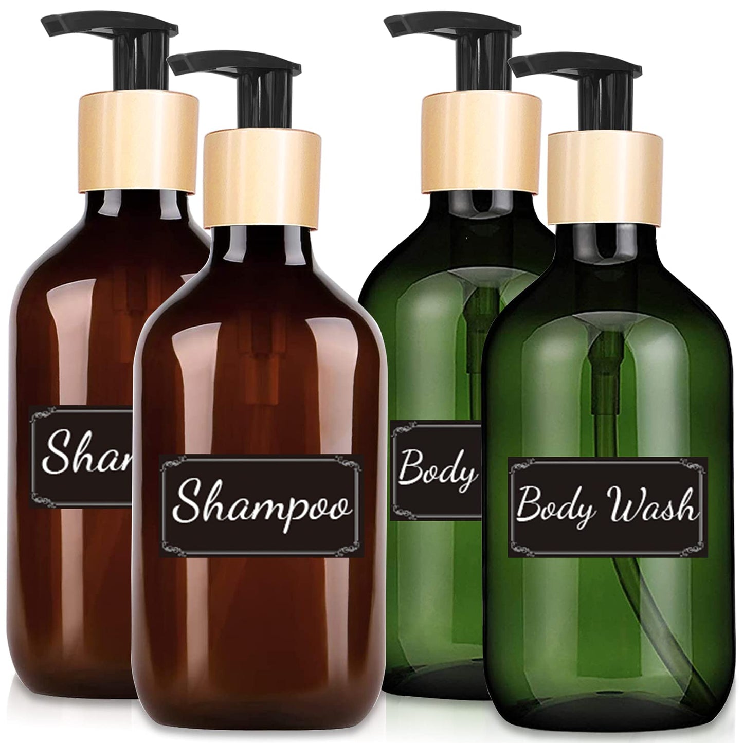 ACCL, 17oz Large Capacity Refillable Plastic Liquid Bottle with Lockable, Reusable Soap Dispenser for Oil, Shampoo, Pump Lotion(4 Pack), Multi