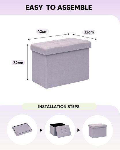 Bonlife Storage Ottoman, Folding Small Foot Rest,Toy Chest Storage Footrest Seat, Footstool for Living Room, Bedroom, Dorm
