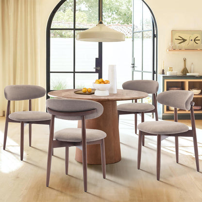COLAMY Modern Dining Chairs Set with Wooden Legs – Upholstered Fabric Dining Room Chairs with Curved Backrest, Soft Cushion Seat