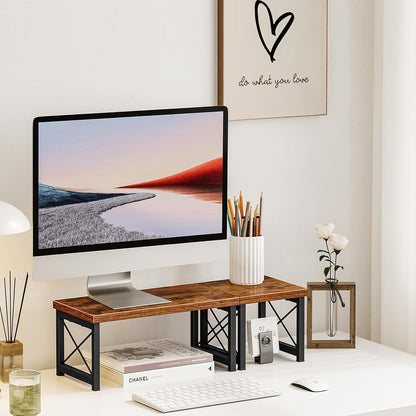DoToGo Desk Shelf Organizer, Freestanding Small Desktop Bookshelf, 2 Tier Independent Stackable Desk Display Rack, Desk Organizer Shelf for Office