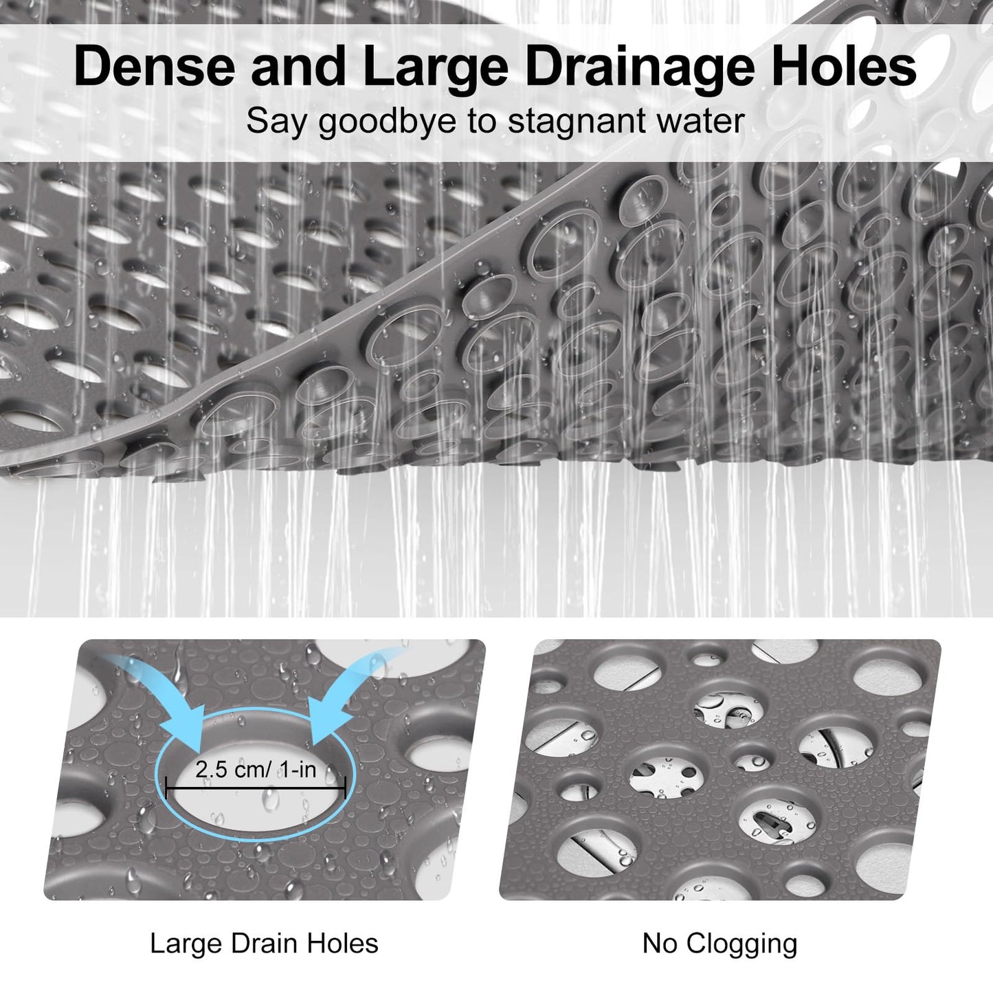 Shower Mat Non Slip Anti Mould: 60 x 90 cm Large Shower Mat for Inside Walk-in Shower Tray - Soft TPE Anti Slip Shower Mat for Bathroom Wet Floor