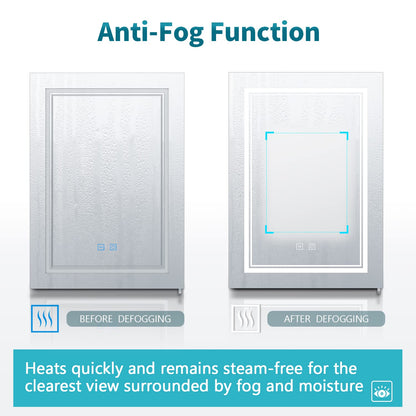 ELEGANT 500 x 700mm Stainless Steel Mirror Cabinet for Bathroom with Shaver Socket Washroom Furniture Illuminated Wall Mounted Mirror Cabinet with