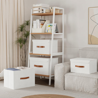 Yawinhe Collapsible Storage Boxes with Lids,45x30x30cm,White,3-Pack