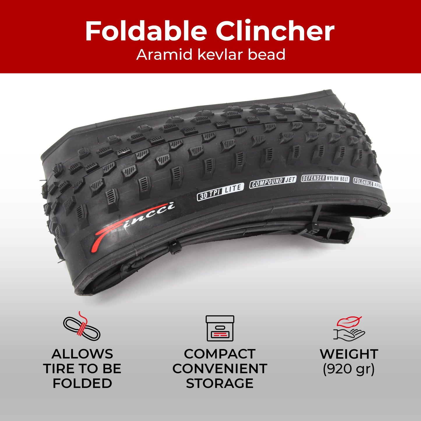Fincci Bicycle Tyres MTB 29 x 2.1 Inch - Pair Foldable Tires 29 inches 30 TPI with 1mm Nylon Protection - Pack of 2 Accessories 52-622 for Mountain