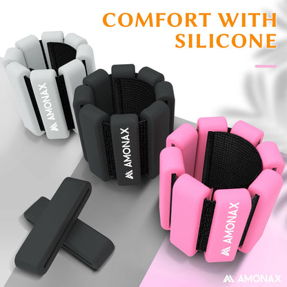 Amonax Adjustable Ankle and Wrist Weights Set, Fitness Leg Weights for Women Men, 1lb/2lb Pair for Strength Training, Pilates Weights Running Swimming