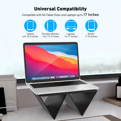 AboveTEK Ultra-Sleek Portable Laptop Lap Stand, 2-in-1 Foldable MacBook Stand for Desk & iPad Tablet Stand Holder