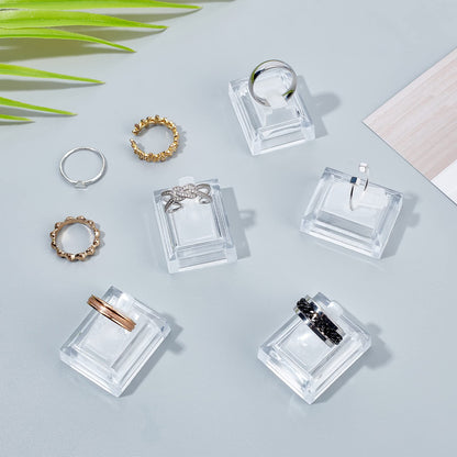 SUNNYCLUE 8Pcs Acrylic Ring Display Holder Clear Plastic Transparent Square Storage Stands Displays Showcase Organizer for Jewelry Towers Weddings