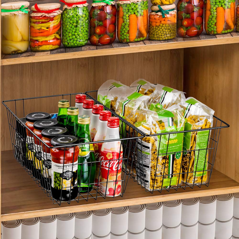 SANNO Wire Storage Baskets Freezer Baskets Farmhouse Organizer Storage Containers Large Organizer Containers for Storage, Office, Bathroom