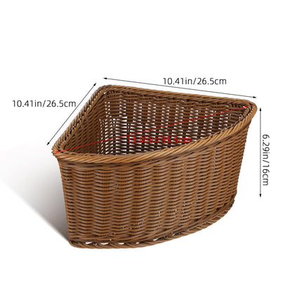 Abaodam Corner Storage Basket Triangular Wicker Storage Bin Handwoven Basket for Shelves Wardrobe Bathroom and Kitchen Open Desk Organizer for Snacks