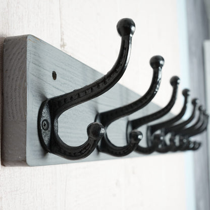 WEBI Rustic Coat Rack Wall Mount Long 8 Cast Iron Coat Hooks Wall Mounted,Heavy Duty Wall Coat Hanger Hooks for Hanging Coats,Clothes,Grey,2 Packs