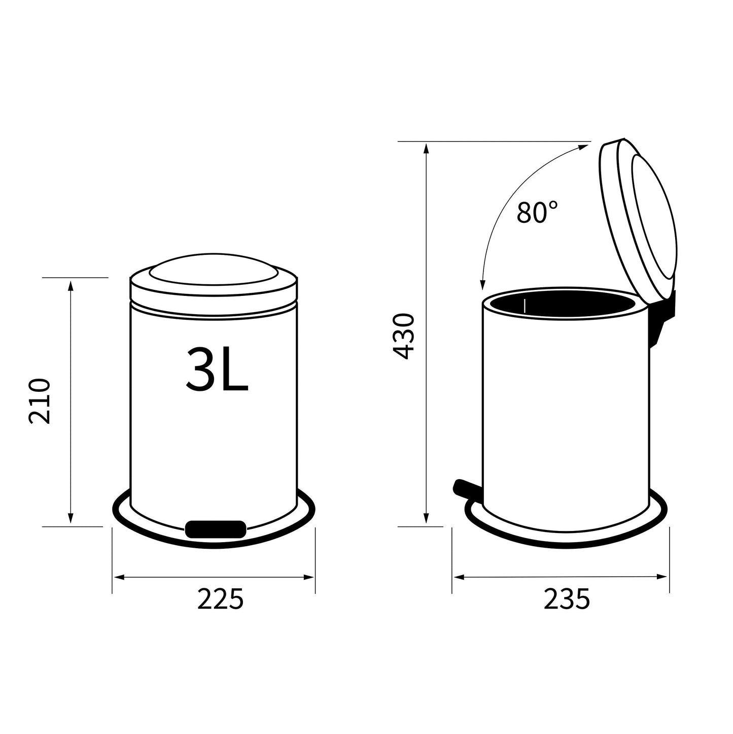 Sealskin Acero Pedal Bin, Stainless Steel, White, 22.4 x 23 x 28.5 cm