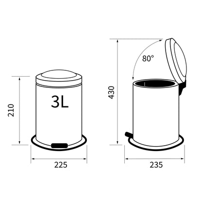 Sealskin Acero Pedal Bin, Stainless Steel, White, 22.4 x 23 x 28.5 cm