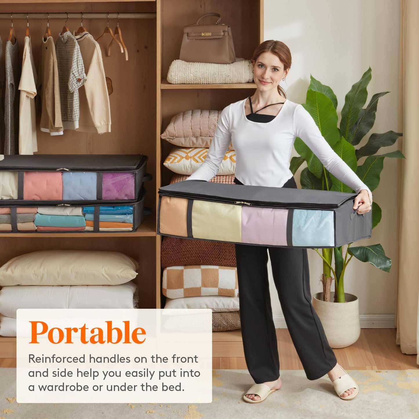 Lifewit 4 Pack Under Bed Storage,65L Clothes Storage Bags with Clear Window