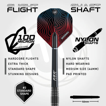 WINMAU Solaris Pro Specialist Tungsten 23 Gram Steel Tip Darts Set with Flights and Shafts (Stems)