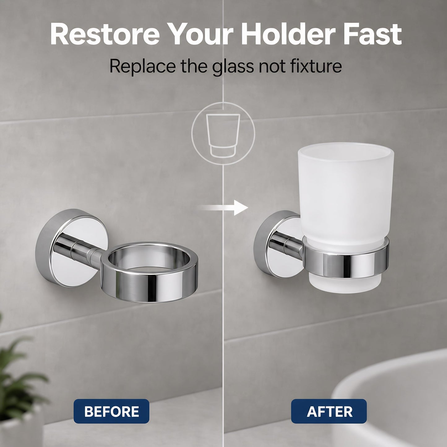 YOSSEE Replacement Glass Tumbler for Toothbrush Holders, Bathroom Cup